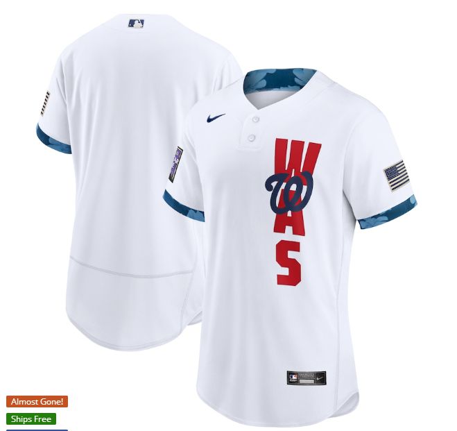 Men Washington Nationals Blank White 2021 All Star Elite Nike MLB Jersey-0
